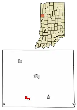 Location of Boswell in Benton County, Indiana.