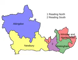 Map of parliamentary constituencies in Berkshire 1974–1983