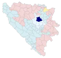 Location of Zavidovići municipality (općina) within Bosnia and Herzegovina.