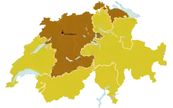 Map of the modern diocese of Basel within Switzerland