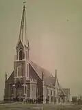 The earliest photograph of the still standing church in Blaine.