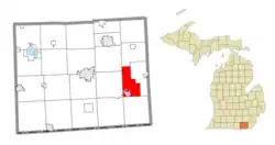 Location within Lenawee County (red) and the administered village of Blissfield (pink)