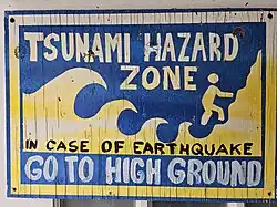 Tsunami Hazard Zone sign from Bloordale Beach