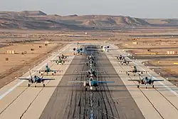 An "Elephant Walk" on the runway in Ovda during Blue Flag 2021