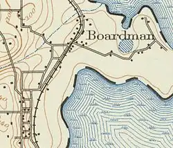 1938 USGS detail map of Boardman