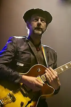Bob Drake with the Peter Blegvad Trio performing at a Rock in Opposition Festival in Southern France in April 2007.