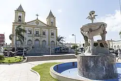 Central plaza of Bom Conselho with the Parish of Jesus, Mary and Joseph church
