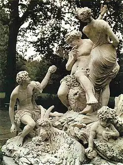 Jean-Baptiste Boudard: Group of the Silen, marble sculpture in the Ducal Park, Parma, 1766