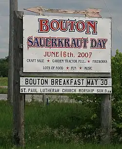Welcome sign for Bouton