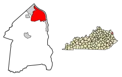 Location of Ashland in Boyd County, Kentucky