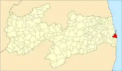 Location of João Pessoa in the state of Paraíba