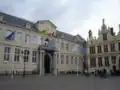 The buildings of the Liberty of Bruges on the 'Burg'; Left: the 18th century classicistic part of the former manor of the Liberty of Bruges. Right: the old civil registrar (built between 1534 and 1537).