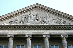 Justice punishing Vices and rewarding Virtues, by Gilles-Lambert Godecharle, pediment of the Palace of the Nation, Rue de la Loi/Wetstraat, 1781–82