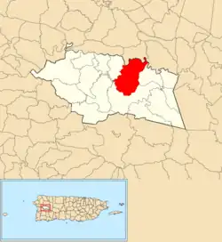 Location of Buena Vista within the municipality of Las Marías shown in red