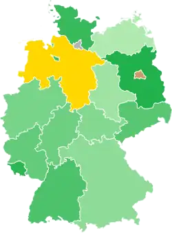 A coloured map of the states of Germany