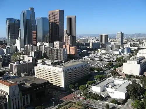 Downtown Los Angeles, county seat of Los Angeles County, California, the most populous county in the United States