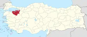 Location of the province within Turkey
