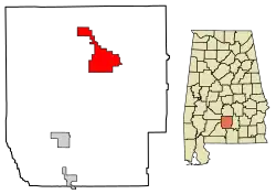 Location of Greenville in Butler County, Alabama.