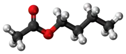 Ball-and-stick model of the butyl acetate molecule