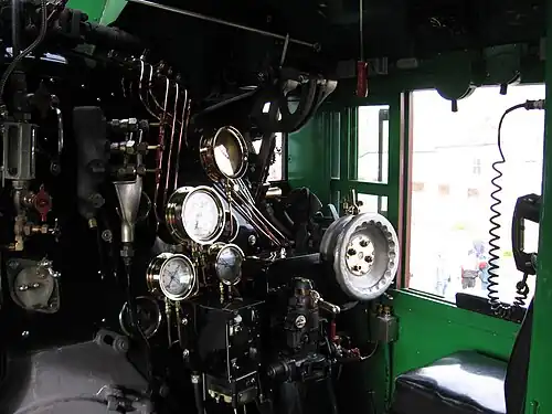 The engineer's side of No. 2816's cab
