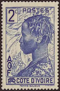 One of seven stamps issued in Ivory Coast with the same design (1936 – )