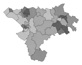 A map showing turnout across the council area