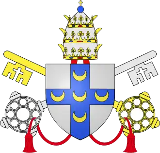 Coat of Arms of Pope Pius II, (1405 - Pope 1458 - 1464), from the "Piccolomini" family of the Dukes of Amalfi, failed strategist of the Crusades calls to counteract the conquest of Constantinople, now Istanbul, by the Turks in 1453. The Imperial marriage alliance between Austrians and naval efficiently Portuguese from the Avis family, did not work satisfactorily