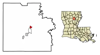 Location of Columbia in Caldwell Parish, Louisiana.