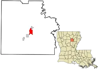 Location in Caldwell Parish and the state of Louisiana.