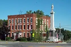 Caledonia Village Inn and Civil War monument, August 2010
