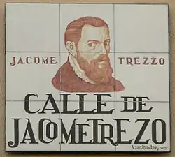 Street sign, Calle de Jacometrezo, Madrid