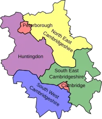 Map of parliamentary constituencies in Cambridgeshire 1983–1997