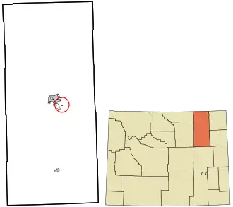 Location in Campbell County, Wyoming and the state of Wyoming.