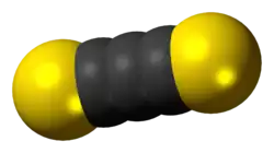 Space-filling model of the carbon subsulfide molecule