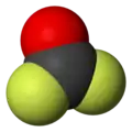 Space-filling model of the carbonyl fluoride molecule