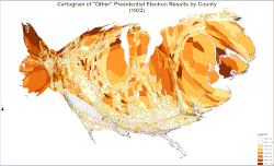 Cartogram of "Other" presidential election results by county