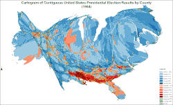 Cartogram of presidential election results by county
