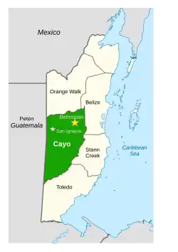 Cayo District and its neighbors[a]