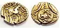 Gold stater (15 BC - 20 AD). (right) horse (left) flower