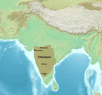 Greatest extent of the Chalukya Empire[1]