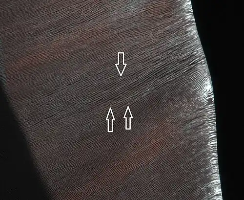 Channels on sand dunes, as seen by HiRISE. Arrows show chunks of ice that moved down to enlarge gullies.
