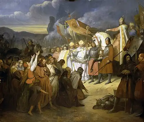 Charlemagne receiving the submission of Widukind at Paderborn in 785, painted c. 1840
