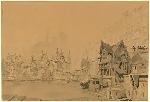 Charles-Antoine Cambon - La Esmeralda, Act III, Scene 1 set design (Version 2)