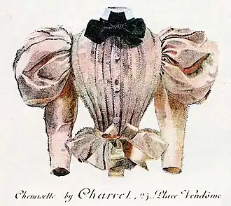 Advertisement (1896) for a pleated and ruffled chemisette