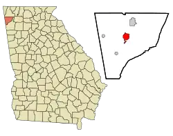 Location in Chattooga County and the state of Georgia