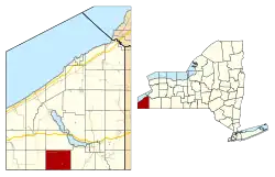 Location within Chautauqua County and New York state