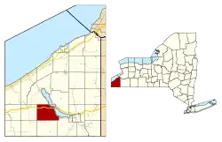 Location within Chautauqua County and New York state