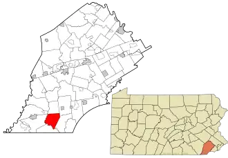 Location in Chester County and the state of Pennsylvania.