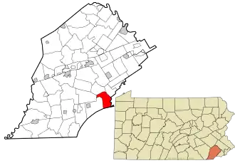 Location of Pennsbury Township in Chester County and of Pennsbury Township in Pennsylvania