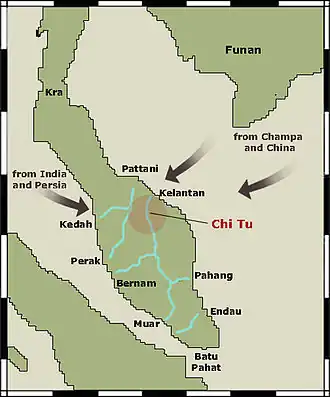 Location of Chi Tu as indicated in the map of Transpeninsula route-ways.